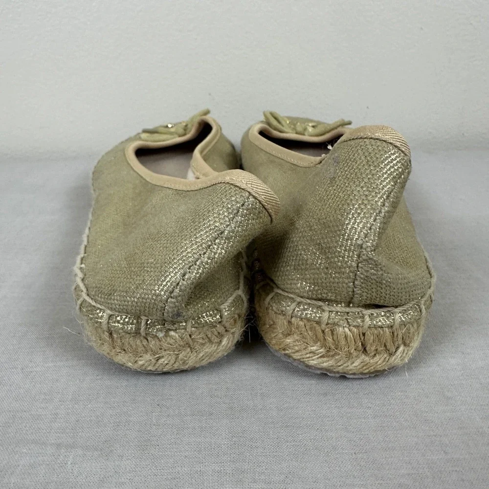 Style & Co Women's 8M Valor Espadrille Flats Gold Metallic Rhinestone Bow